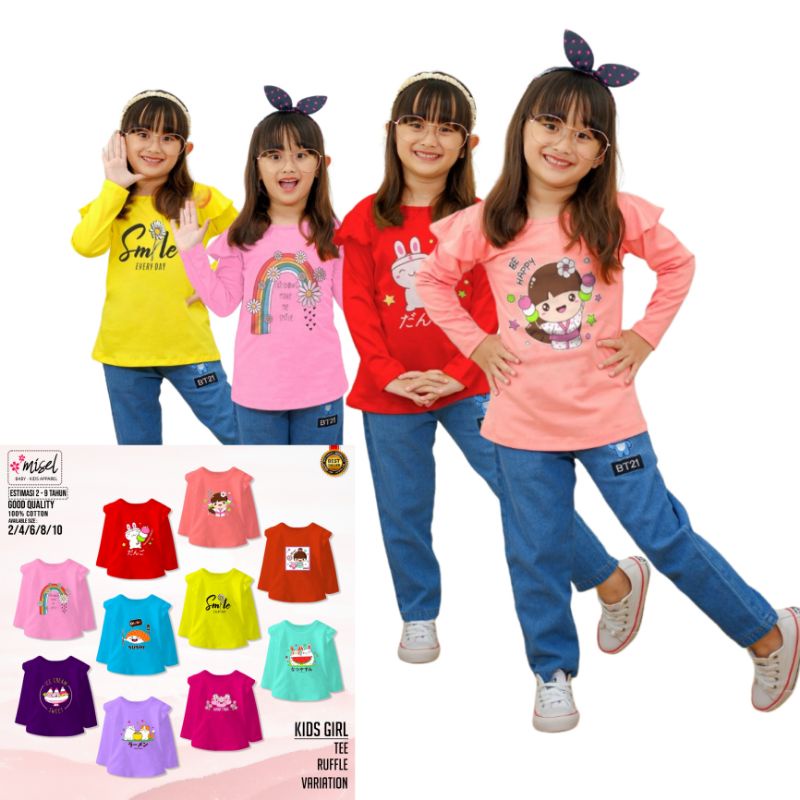 T'shirt Panjang anak perempuan, Kaos model ruffle original misel