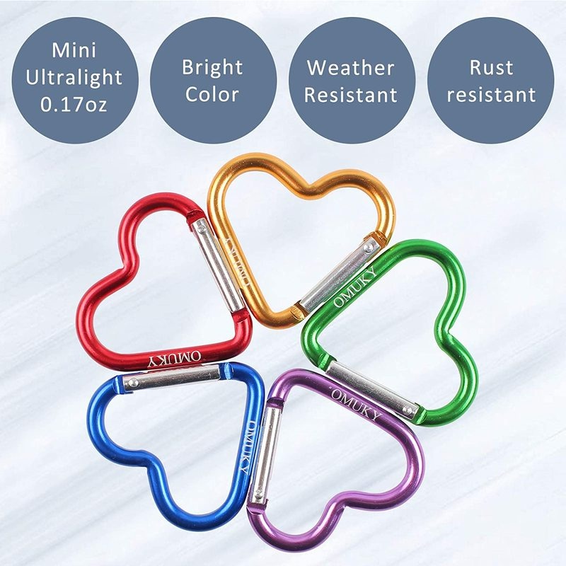 Carabiner Mini Multifungsi Bentuk Hati Bahan Aluminum Alloy Untuk Outdoor