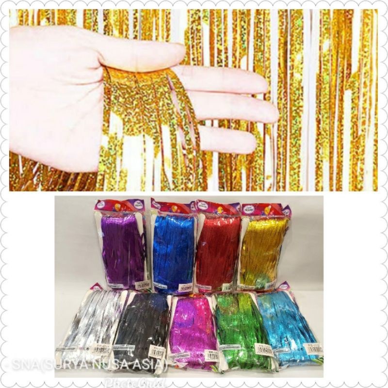 TIRAI KILAP GLITER (PR617)/ FOIL CURTAIN READY SEMUA WARNA