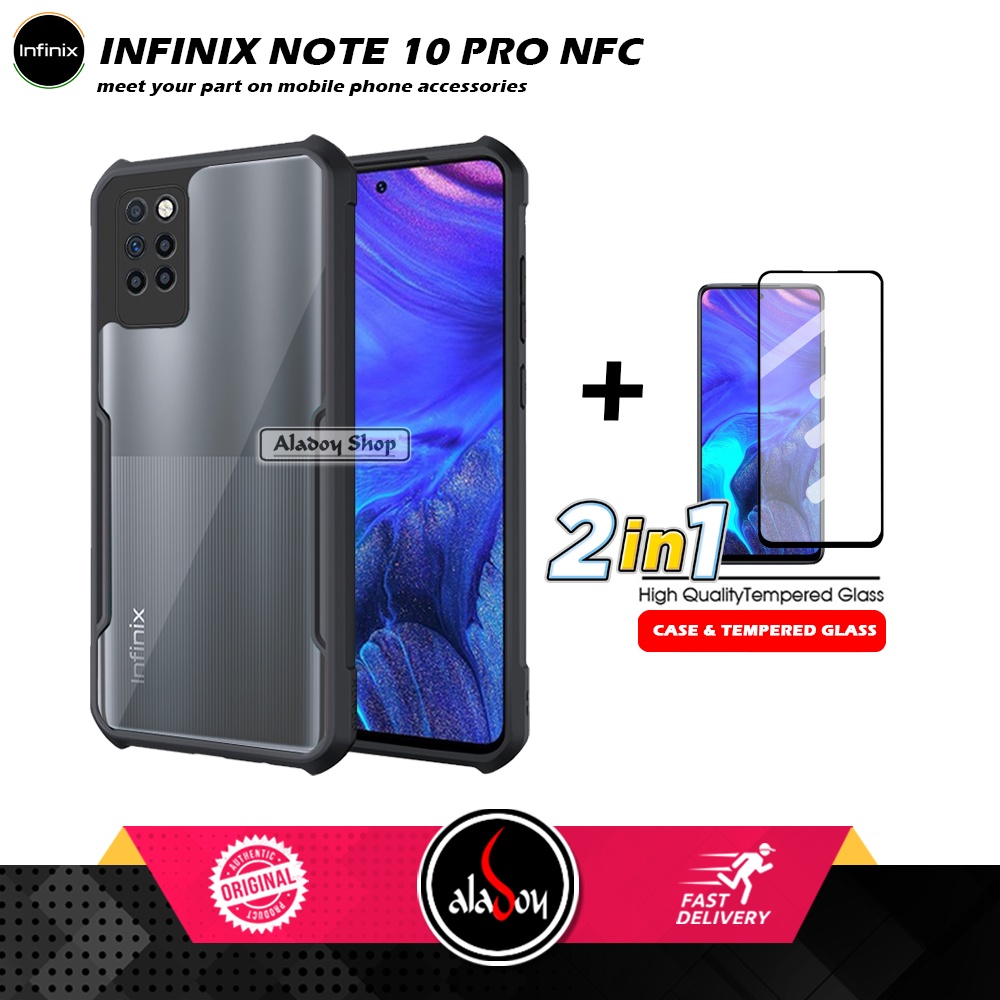 Case Infinix Note 10 Pro Armor Fusion Transparet Free Tempered Glass PAKET 2 IN 1 Casing dan Tempered Glass Layar