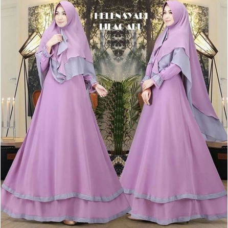 Syari Dewasa Tranday Kekinian 2021 Gamis Muslimah Gamis Hyelen Syari Lilac Primium Modis