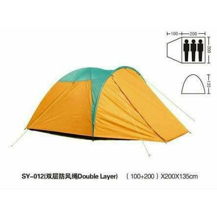 Termurah tenda dome / tenda gunung / tenda camping kap.3-4 orang double layer - Biru Kuning