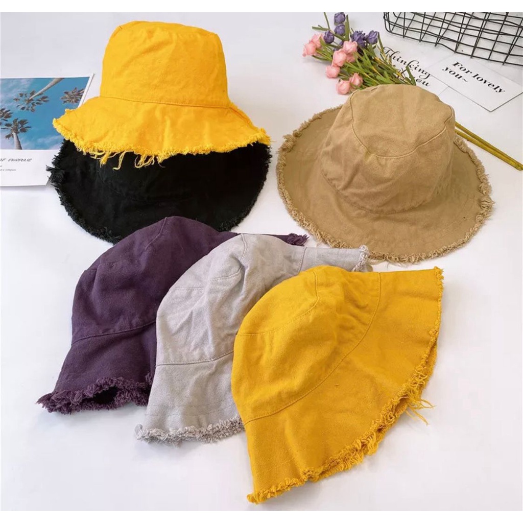 TOPI Bucket KOREA hat ripped ends Topi buckethat Rawis Rumbai terbaru