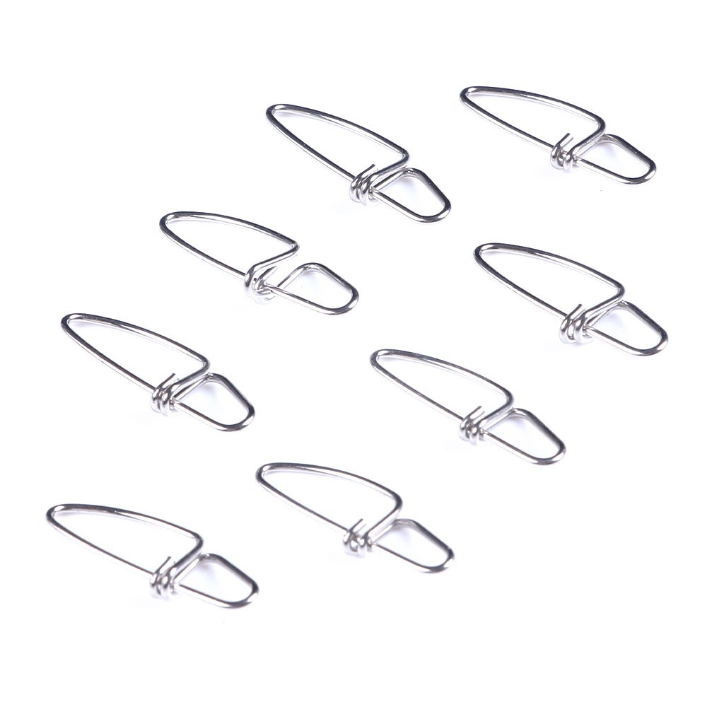 Multi Sizes Stainless Steel Hooked Double Snap Pin Fishing Rods Spinning Swivel Snap Hook