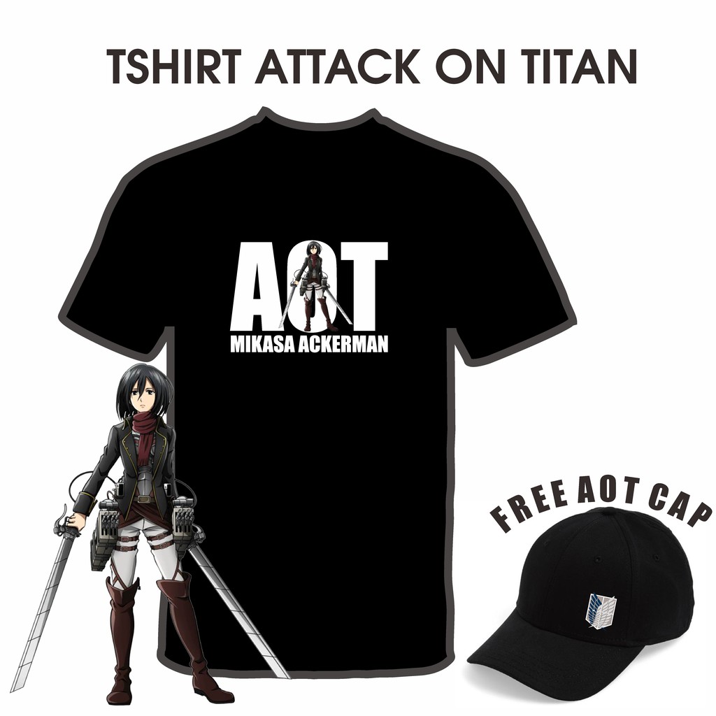 TSHIRT ATTACK ON TITAN / BAJU KAOS AOT / TSHIRT ANIME / BISA COD/KAOS GAME AOT /TOPI AOT