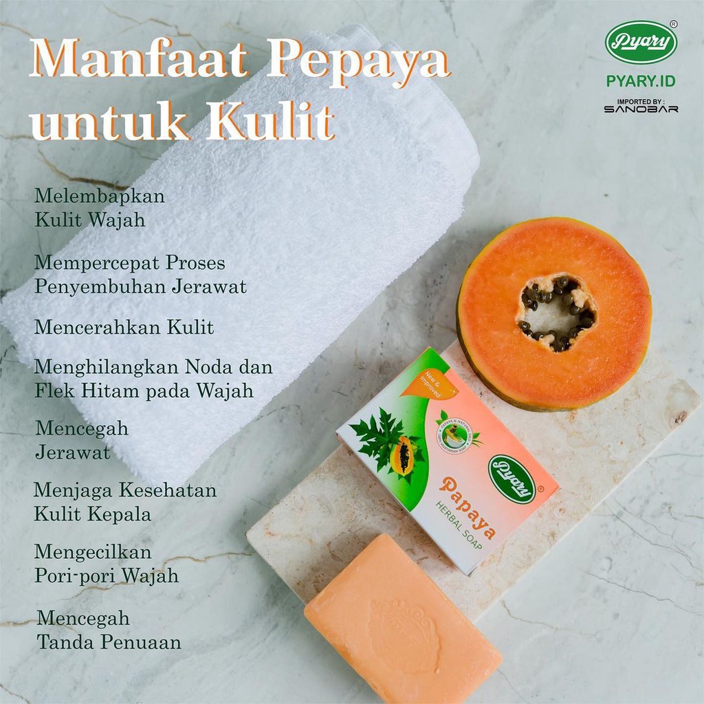 Sabun PYARY PAPAYA [BPOM]  - Original 100% Soap PEPAYA RI NA17190500009 | Kecantikan