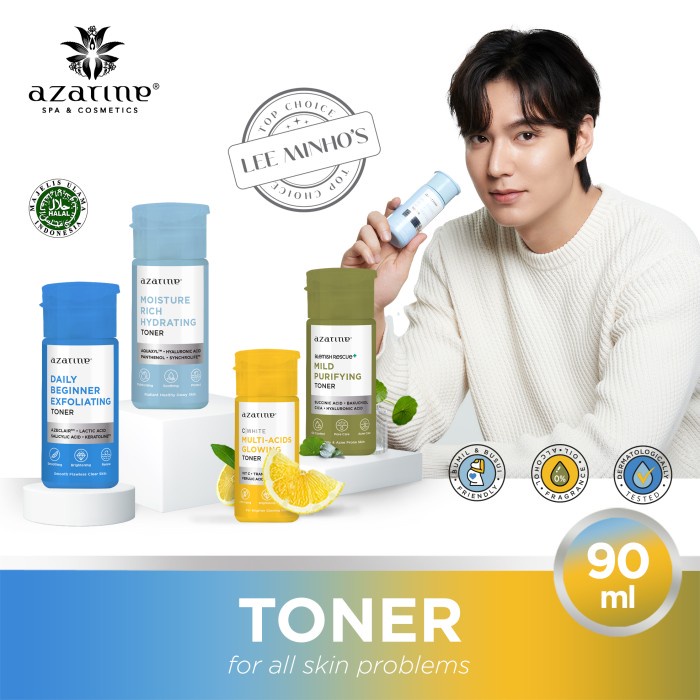 TONER Azarine All Varian: C White MULTI ACIDS GLOWING / Mild Purifying / MOISTURE RICH HYDRATING /  DAILY BEGINNER EXFOLIATING /  SKINFIT ESSENCE 80 ml / 90 ml - Toner Kuning Hijau Biru Ungu  SKincare Azarin