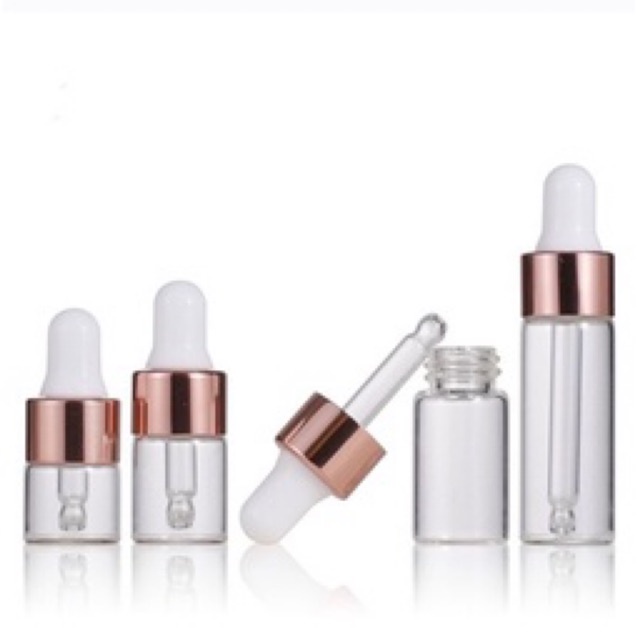 GROSIR BOTOL PIPET Kaca Bening 1ml 2ml 3ml 5ml Tutup Pink Bottle Import  Sample Contoh Essential Oil Cosmetic Kosmetik / Botol Kaca Serum