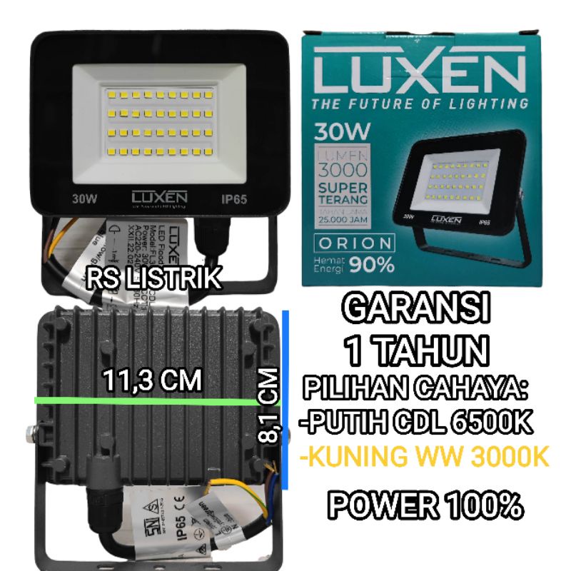 LUXEN ORION LAMPU SOROT LED FLOOD LIGHT 30W GARANSI 1 TAHUN