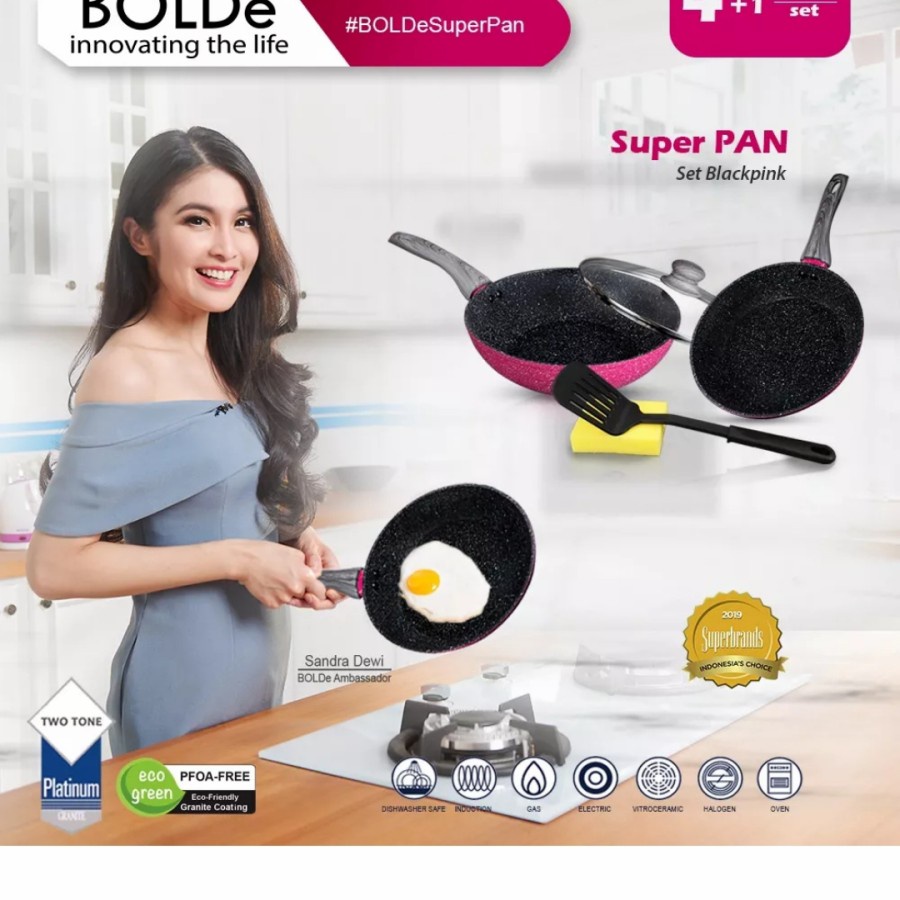 BOLDE Super PAN 5 pcs Set BlackPink - Panci Set Bolde 5 pcs