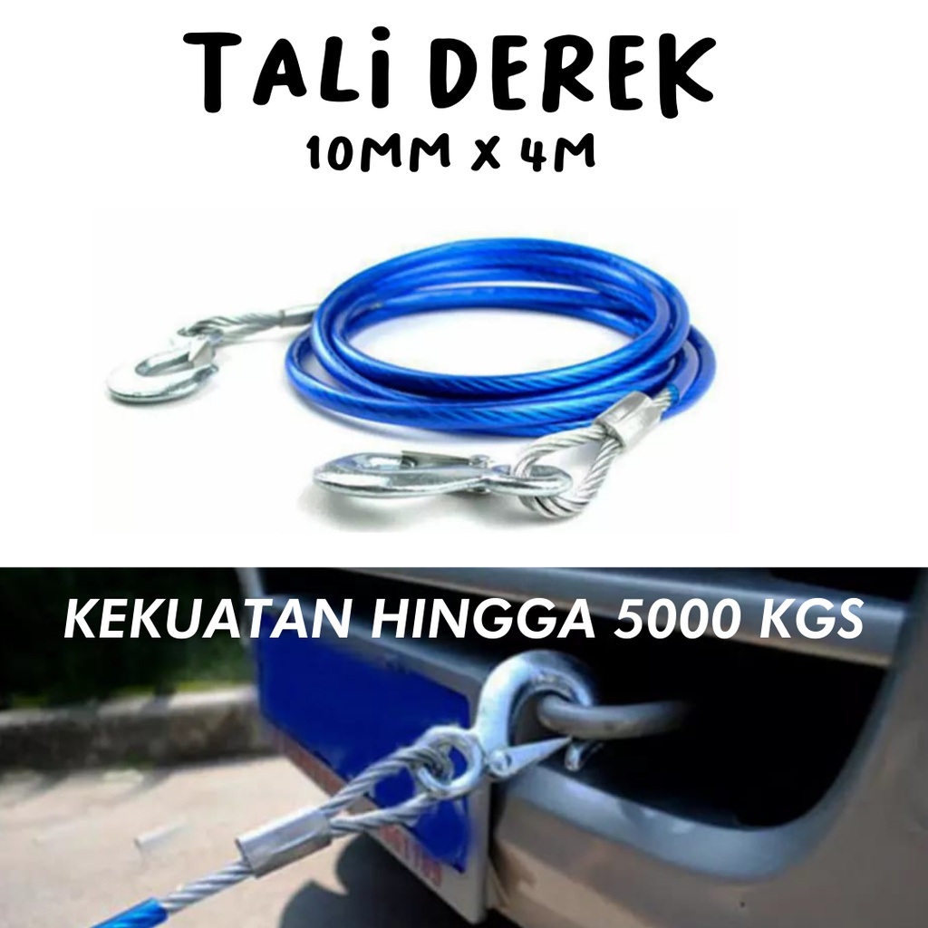 TALI DEREK MOBIL KAWAT BAJA 4 METER TALI SLING BAJA 5 TON