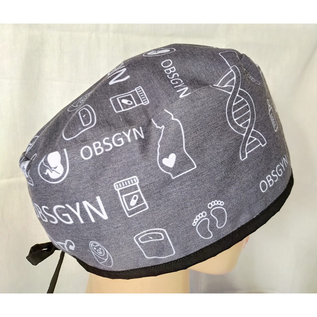 Head Cap /Topi Medis / Scrub Hat / Surgical Cap / Topi Dokter Obgyn Abu