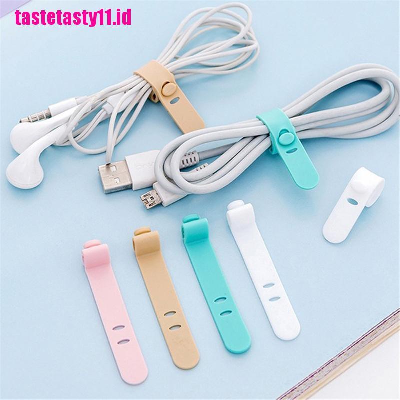 【TTID】Silicone Data Cable Organizer Headphone Cord Finishing Buckle Wrap Tie St