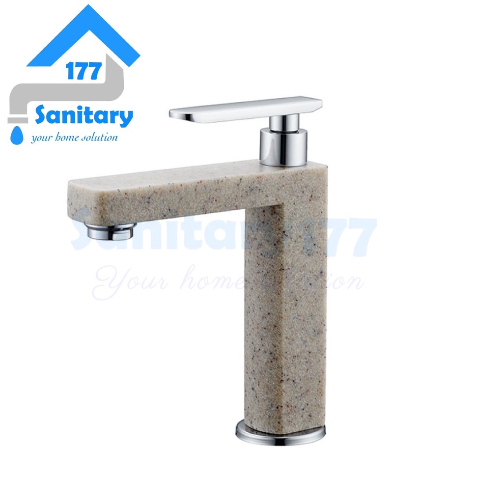 Kran wastafel marble brass Minimalis p -keran air basin faucet kuningan tebal warna marmer cream sink washtafel cuci tangan