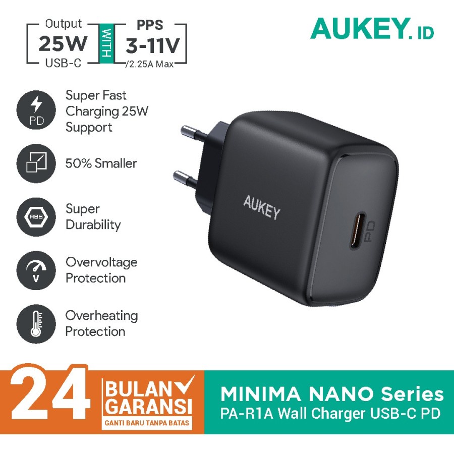 Charger Aukey PA-R1A 25W Minima Nano USB-C PD 3.0 With PPS - 500862