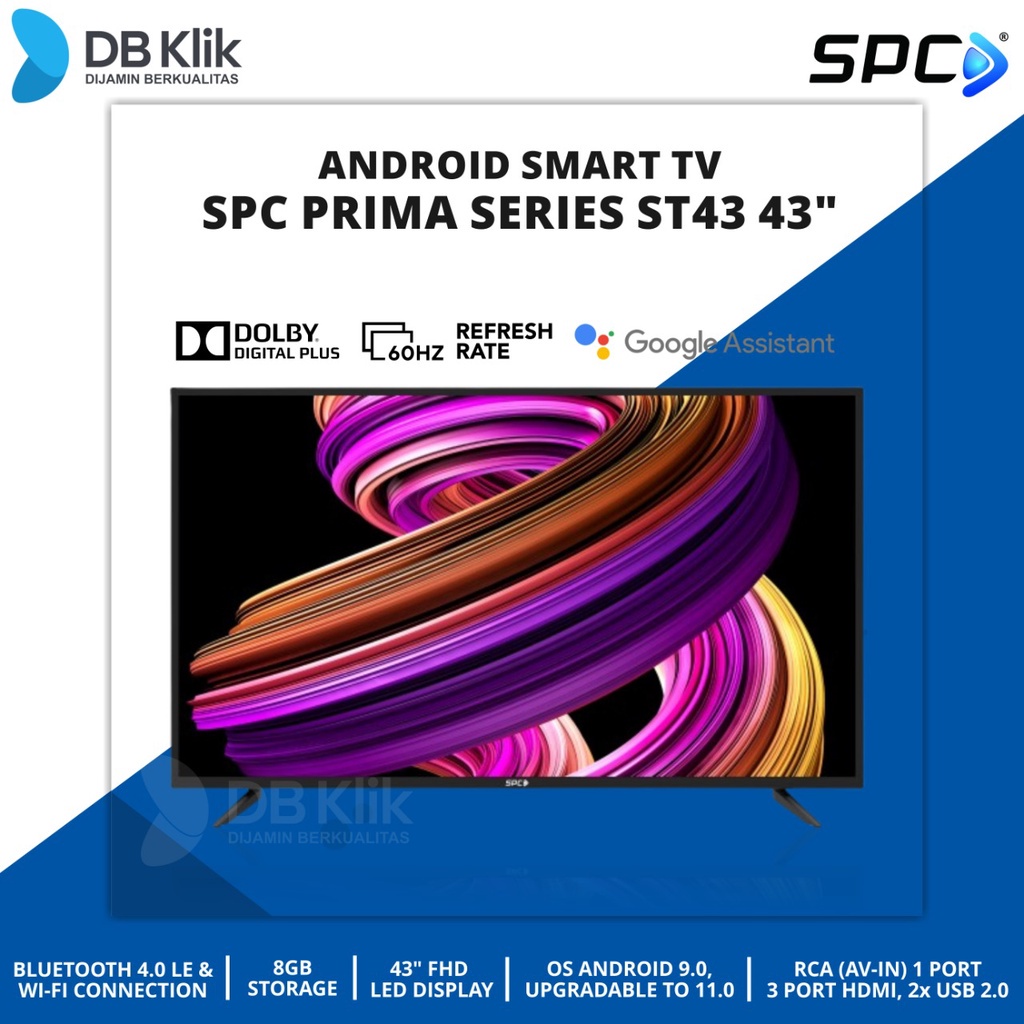 LED SMART TV SPC ST43 43 Inch FHD HDMI - SPC Smart TV Android 9.0