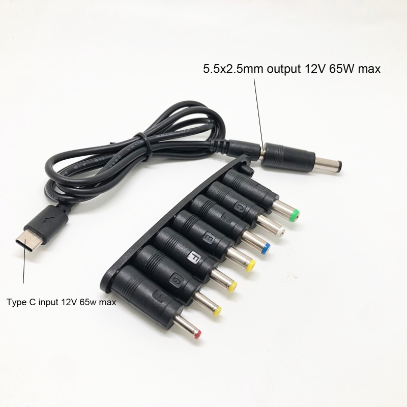 Vivi Kabel Power Supply USB C PD 8in1 65W Ke 12V 3.5 / 4.0 / 4.8 / 5.5mm Untuk Lampu Strip LED