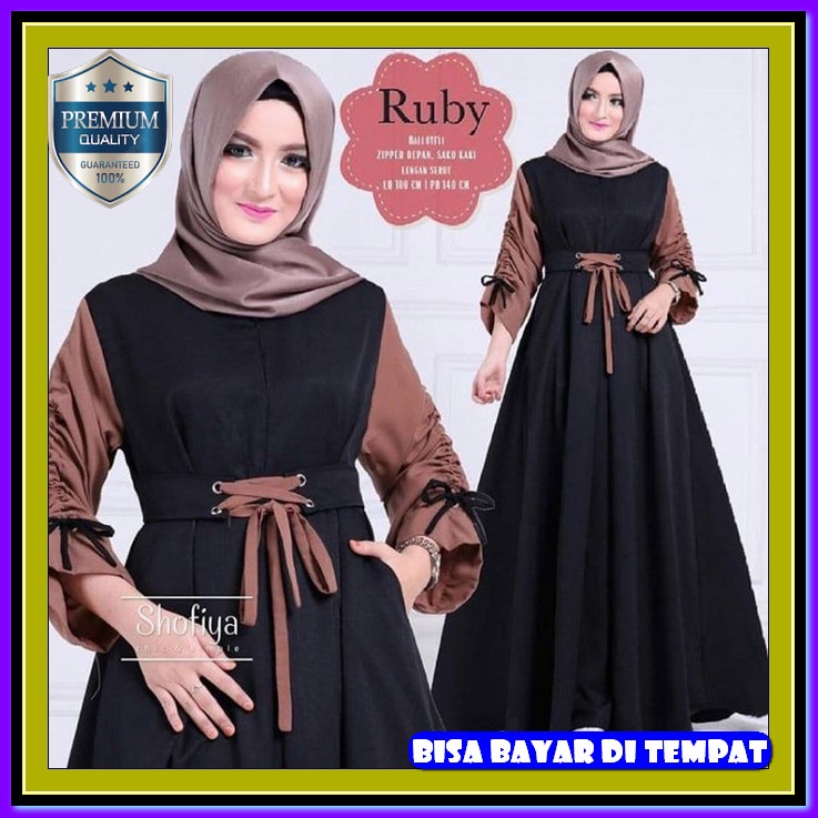 Ranaya Dress Set Baju Pakaian Fashion Muslim Wanita Gamis Perempuan Remaja Dewasa Orang Tua Kekinian