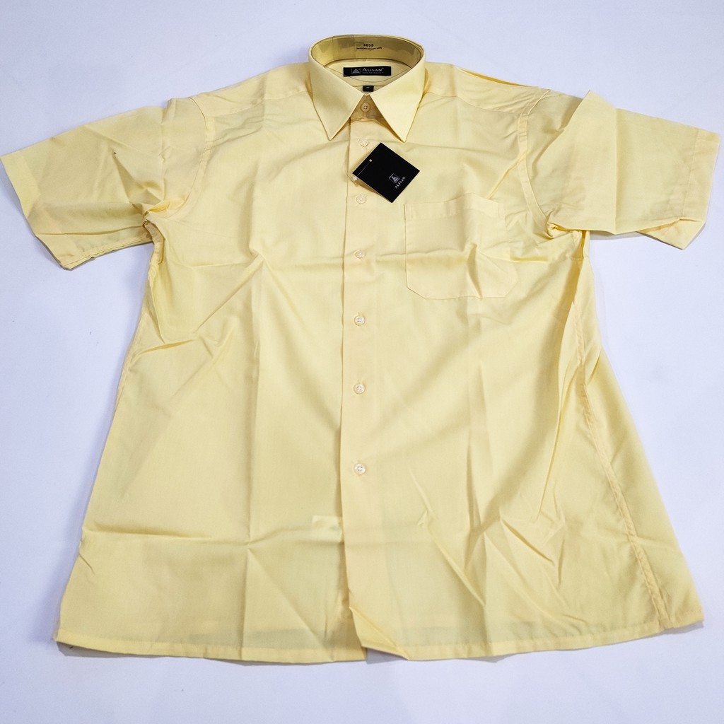 Kemeja ALISAN Polos Lengan PENDEK Regular Fit ( KUNING , SALEM , CREAM )