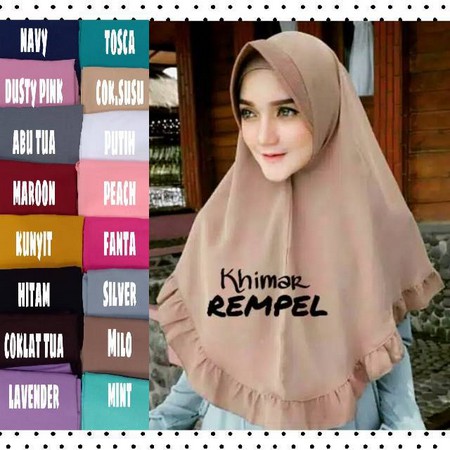 Jilbab/hijab instan Khimar rempel pet/simpel rempel wolfis/ hijab rempel bawah syari /Khimar jumbo