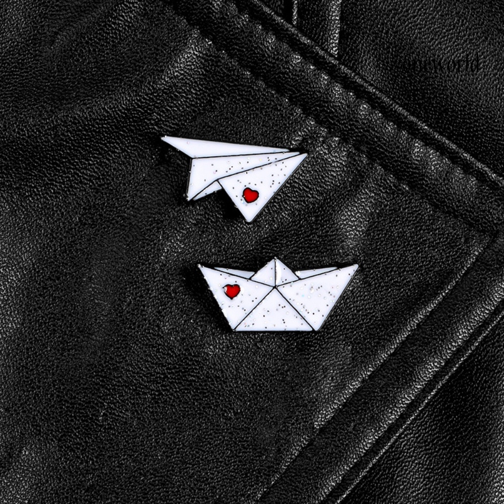 OW@ Unisex Origami Airplane Boat Enamel Brooch Pin Jacket Bag Badge Friend Gift