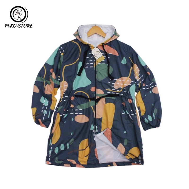 JAKET TUNIK PARASUT WANITA / JAKET PARASUT PRINTING / LONG JAKET PARASUT