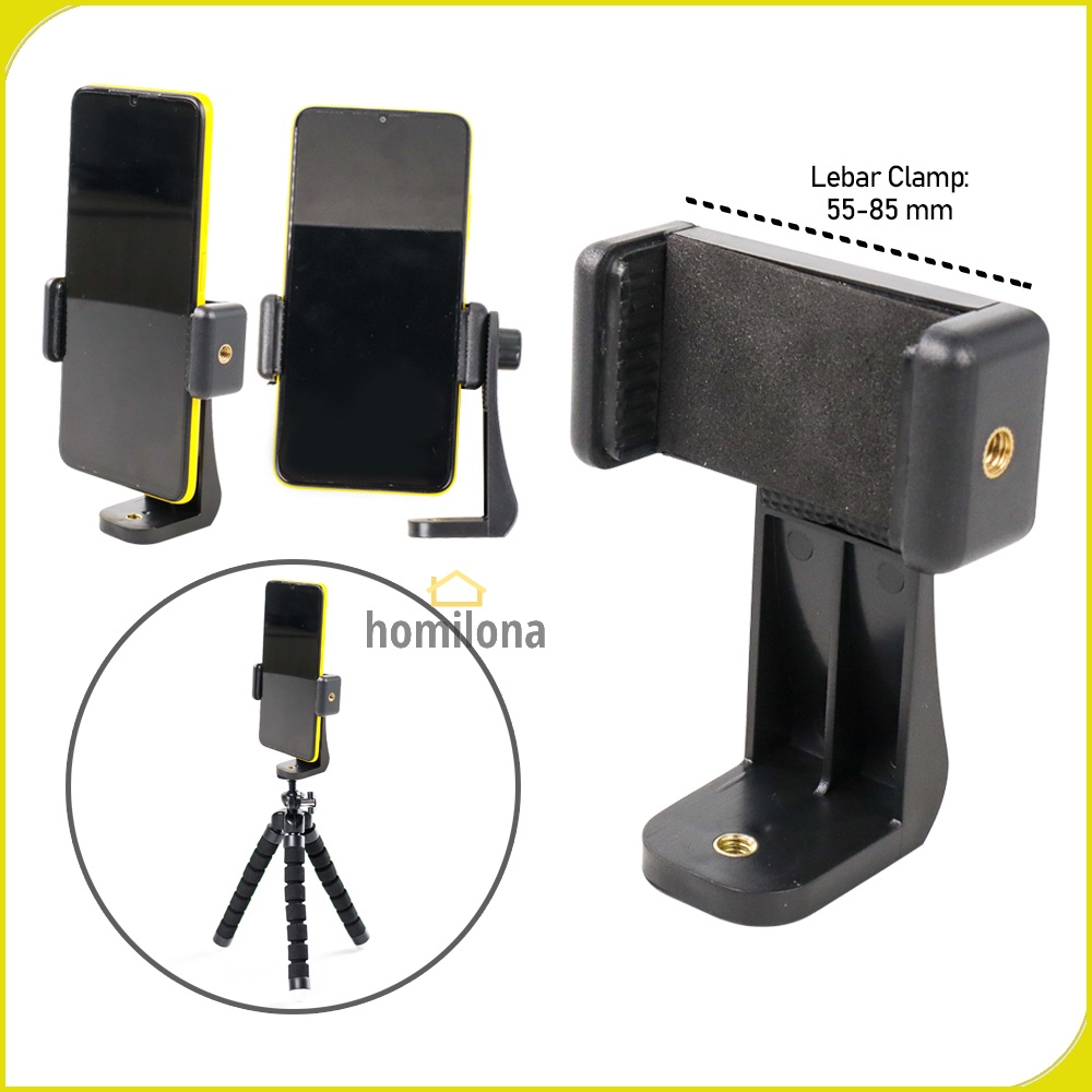 Dudukan Smartphone Phone Clip Bracket Holder Mount Tripod Monopod - AIEACH F360 - Black