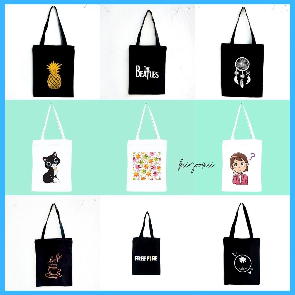 (Part 4 ) New Tote Bag kain drill pakai resleting totebag tas Bahan Halus Premium || Kiiyoomii ||