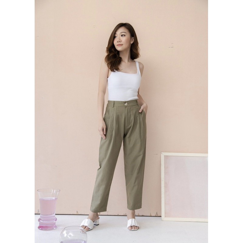 SIVALI Celana Linen Highwaist Bahan Rami Linen Cullotes Baggy Pants 2226