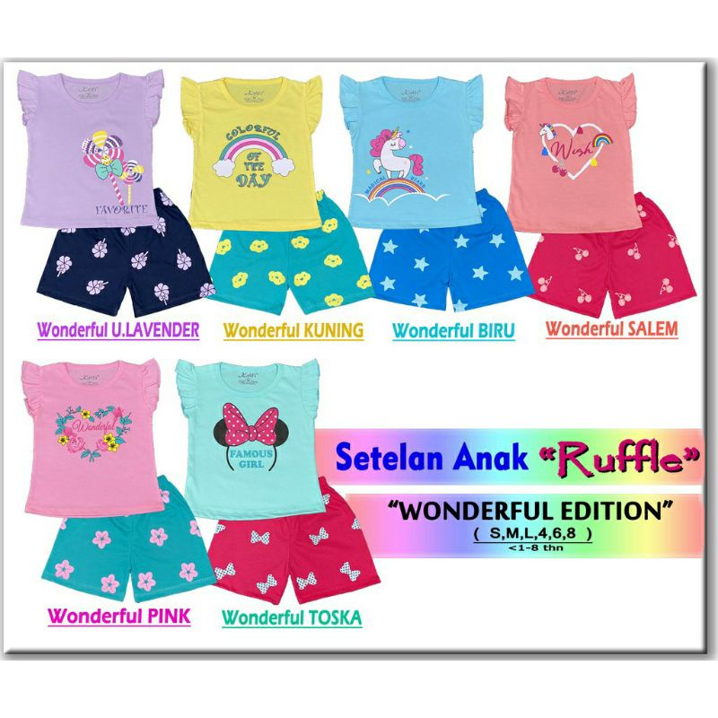 Setelan Rufle, setelan anak cewek, setelan kelfi