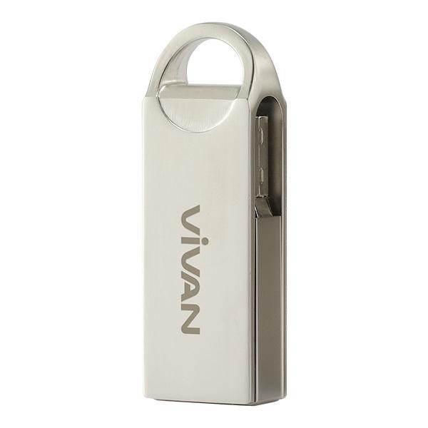 silver Flashdisk Vivan VF216 16gb / VF208 8gb with 360 rotation Pearl Nickel original