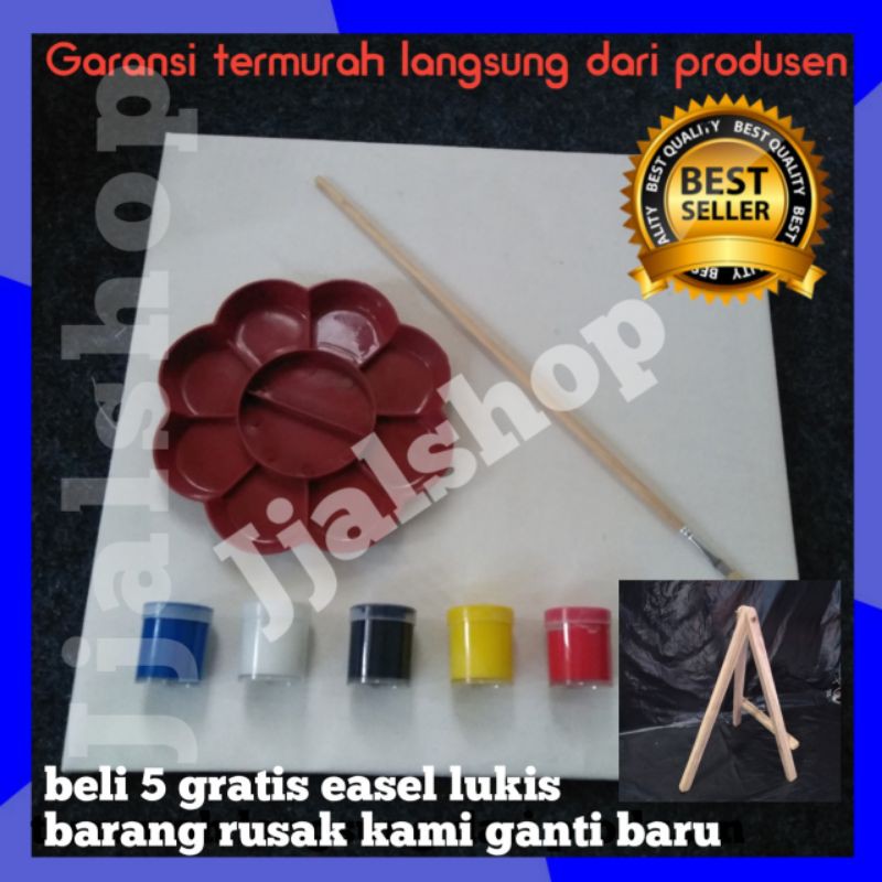 PAKET KUMPLIT KANVAS  LUKIS CAT  ACRYLIC KUAS PALET MURAH  