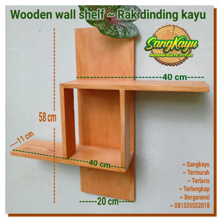 Multi-purpose wooden shelf rak dinding kayu minimalis serbaguna