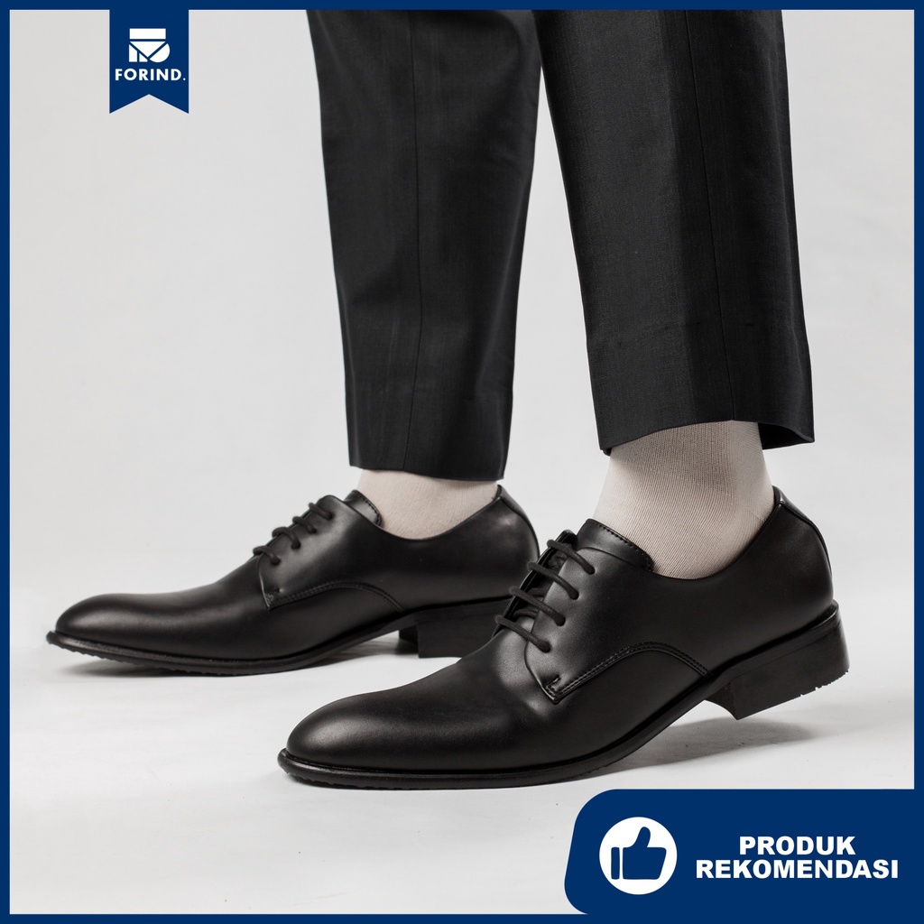 Theodore Black | Sepatu Oxford Pantofel Hitam Pria Pantopel Tali Formal Casual Kerja Cowok Ori | FORIND Nazreal