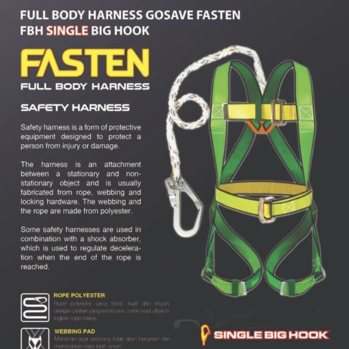 FULL BODY HARNESS SINGLE BIG HOOK FASTEN GOSAVE WITH WEBBING PAD