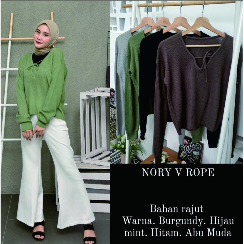 SWEATER RAJUT WANITA NORY V ROPE SWEATER RAJUT KOREA STYLE WANITA ATASAN WANITA BLOUSE CEWEK RAJUT WANITA PREMIUM SLIMFIT TERBARU KEKINIAN TRENDY MURAH