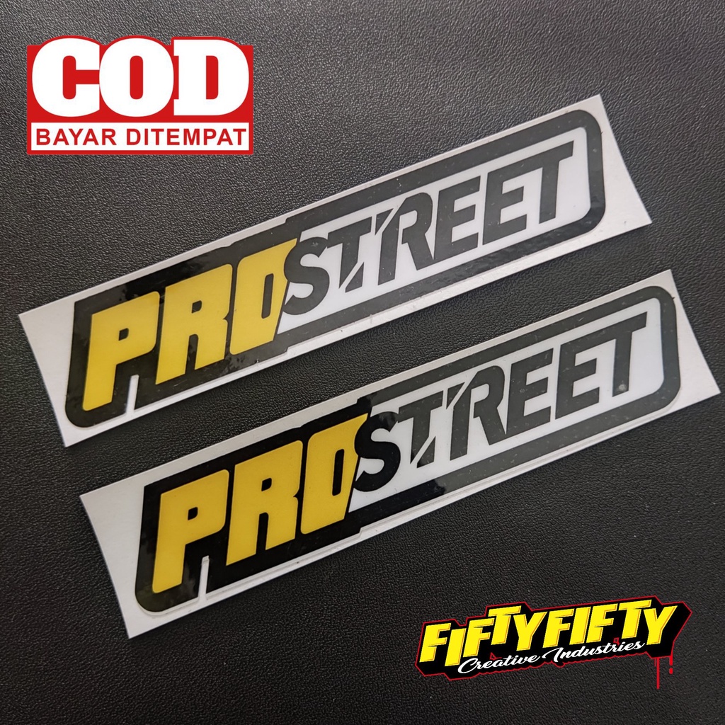 Stiker Print Cut PROSTREET Kuning Stiker Printing Laminasi Glossy Tahan Air Stiker Motor Mobil Helm Sudah Membentuk Pola Desain