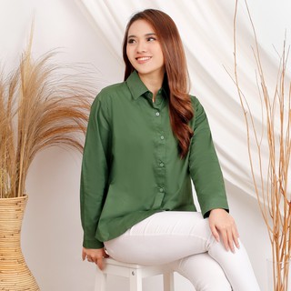 KARA SHIRT KEMEJA WANITA POLOS BASIC TANGAN PANJANG KATUN ...