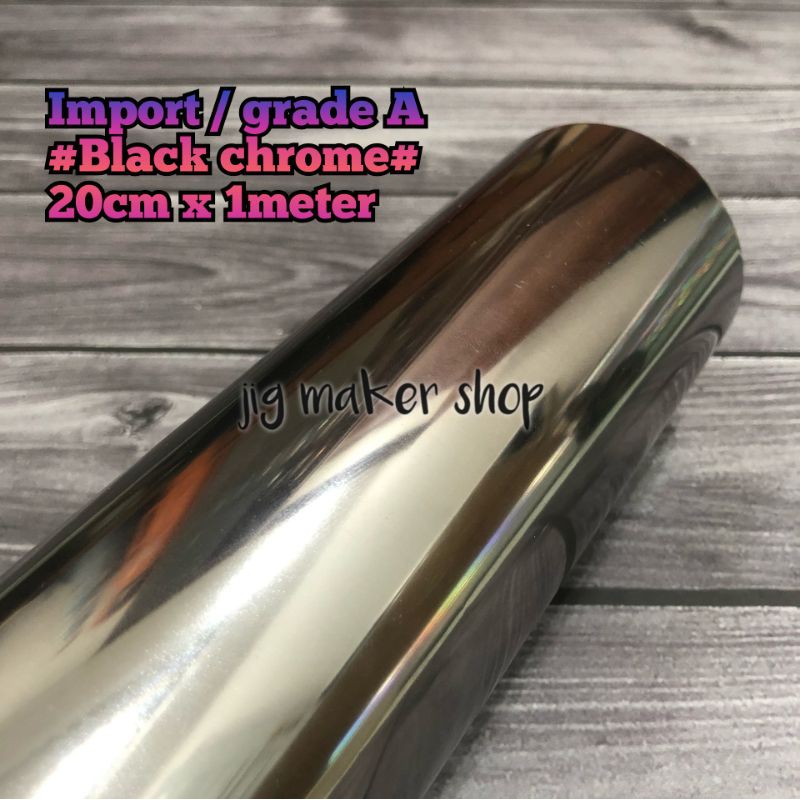 hologram hot stamping foil lure dan metal jig- IMPORT ORIGINAL- lebar 20cm- motif black chrome