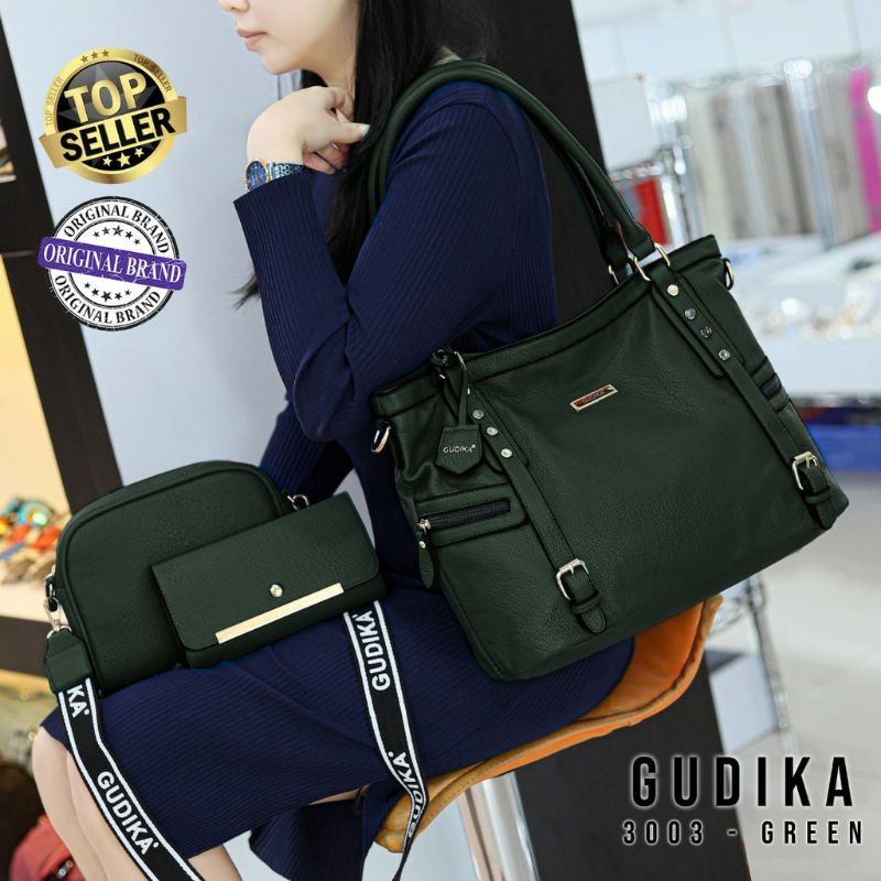Tas GUDIKA 3003 - Tas Set Dompet & Mini Bag Selempang 3in1 Tas Wanita Kekinian Import Original Terba
