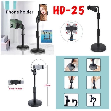 Phone Holder Stand Meja HD-25 Folding Desktop Support Table Standing HD 25 Berdiri untuk Meeting Review Vlog