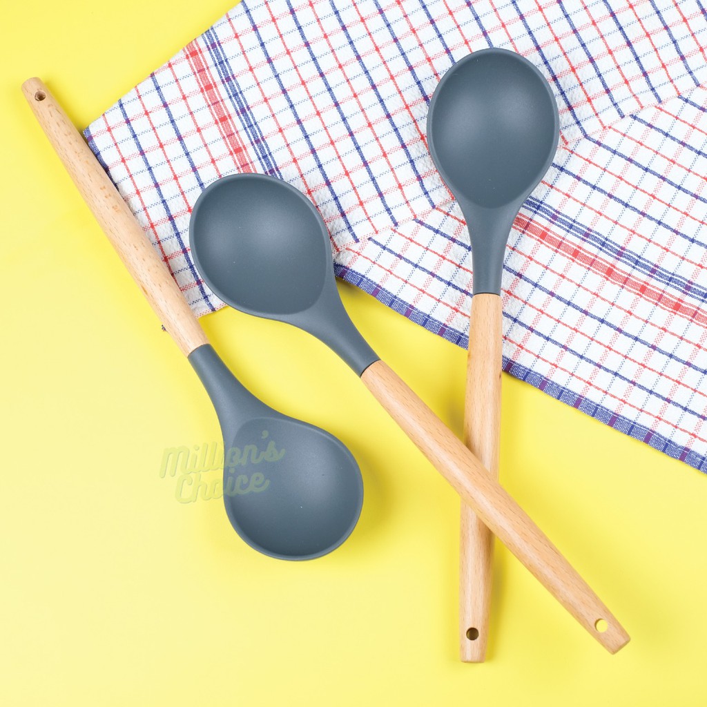 Serving spoon silicone / sendok kuah silikon / sendok sayur / centong sayur abu