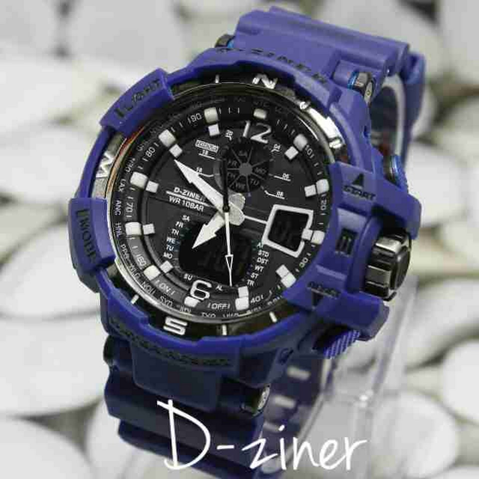 JAM TANGAN PRIA DZINER ORI ANTI AIR GWA 1100 BLUE