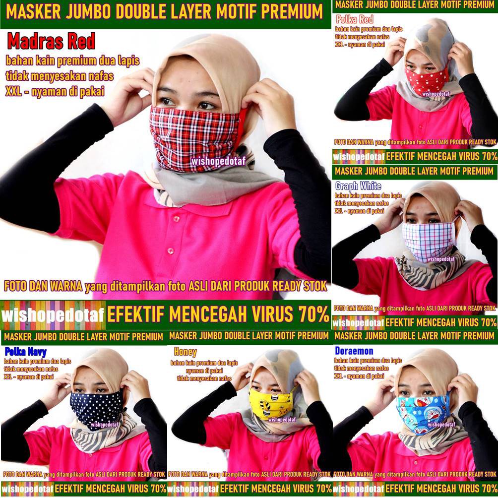 Masker Pria Wajah Premium  tali Motif Big Size