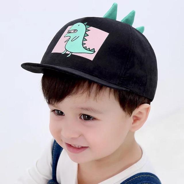 (Kiddiwear) ❤️Topi Anak Laki-laki / Perempuan Motif Kartun Dinosaurus Adjustable-Hitam