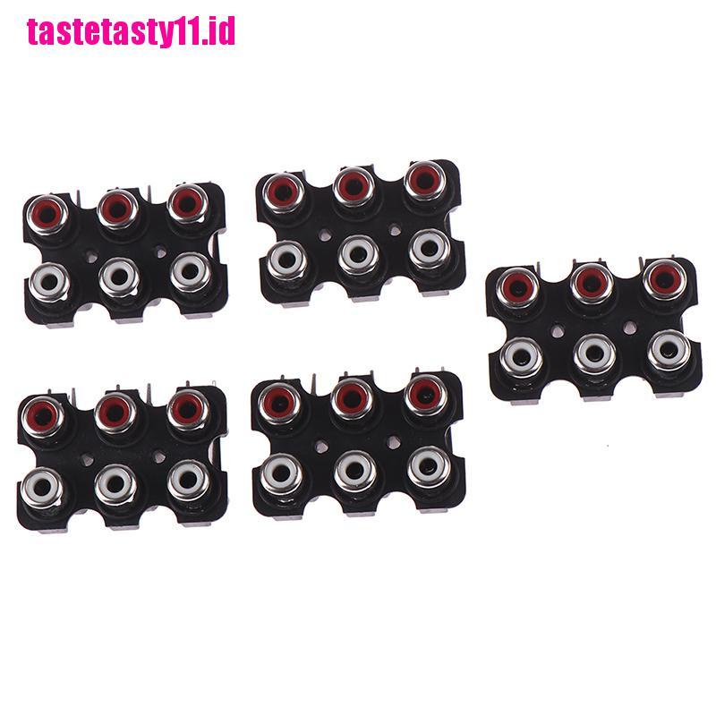 5pcs Soket input Audio Jack AV 6 Lubang RCA Female Stereo