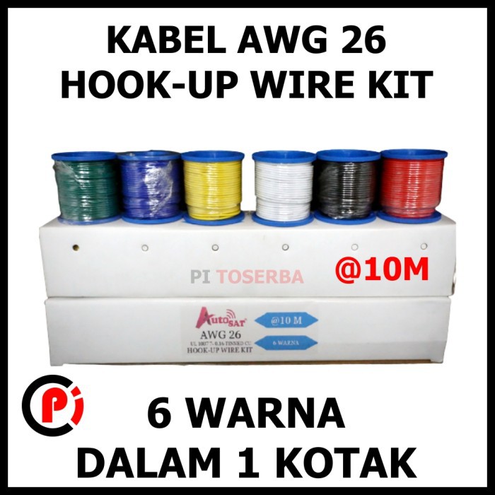 Kabel Tinned CU Copper Hook Up Wire Kit AWG 26 Isi 6 Warna @ 10 Meter