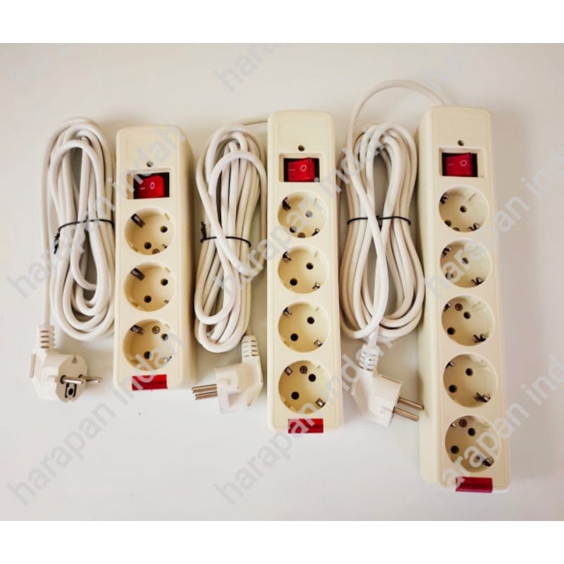colokan listrik 3lubang/4lubang/5lubang+ kabel 3meter/ stop kontak kabel  /