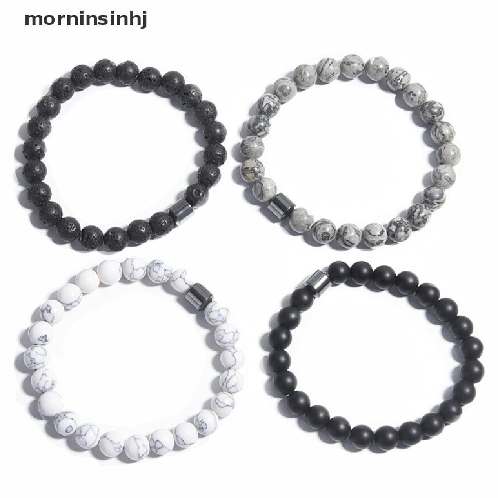 Mor Gelang Tangan Manikmanik Batu Lava Rock Alami 8mm Stretch Untuk Wanita