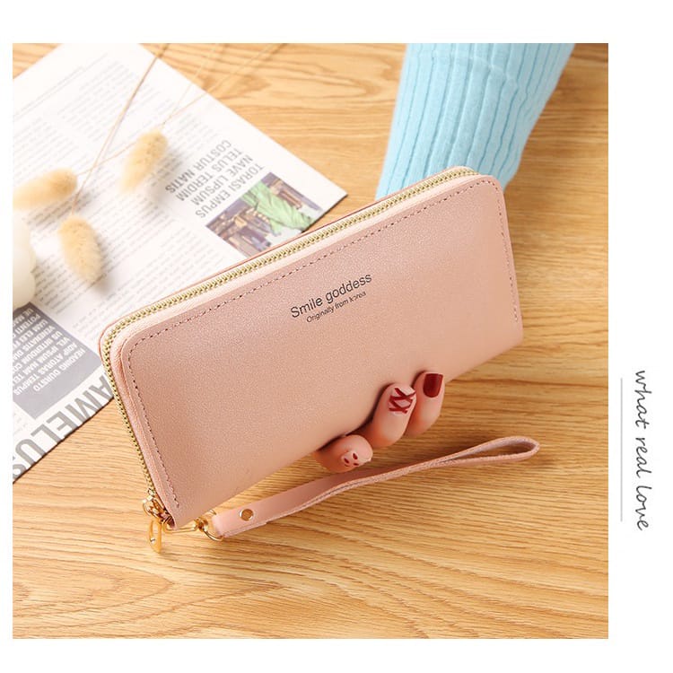 ♥TASBLUE♥C079-59 COD DOMPET PANJANG WANITA IMPORT MURAH DOMPET WANITA PANJANG+TALI-PINK MUDA